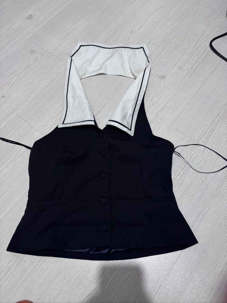 Zara kontrast yaka halter bluz