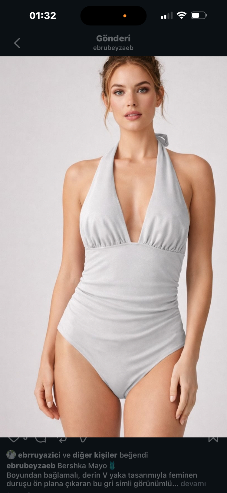 Bershka simli gri body/mayo