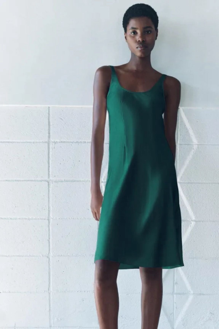 Zara saten elbise 