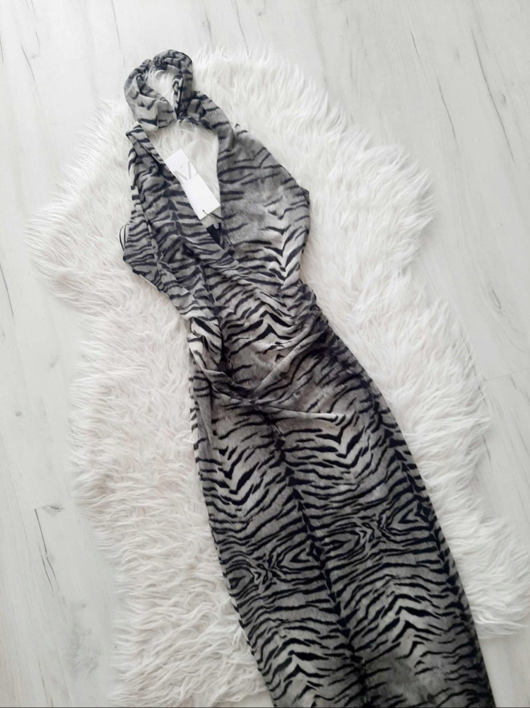 Zara zebra desenli elbise