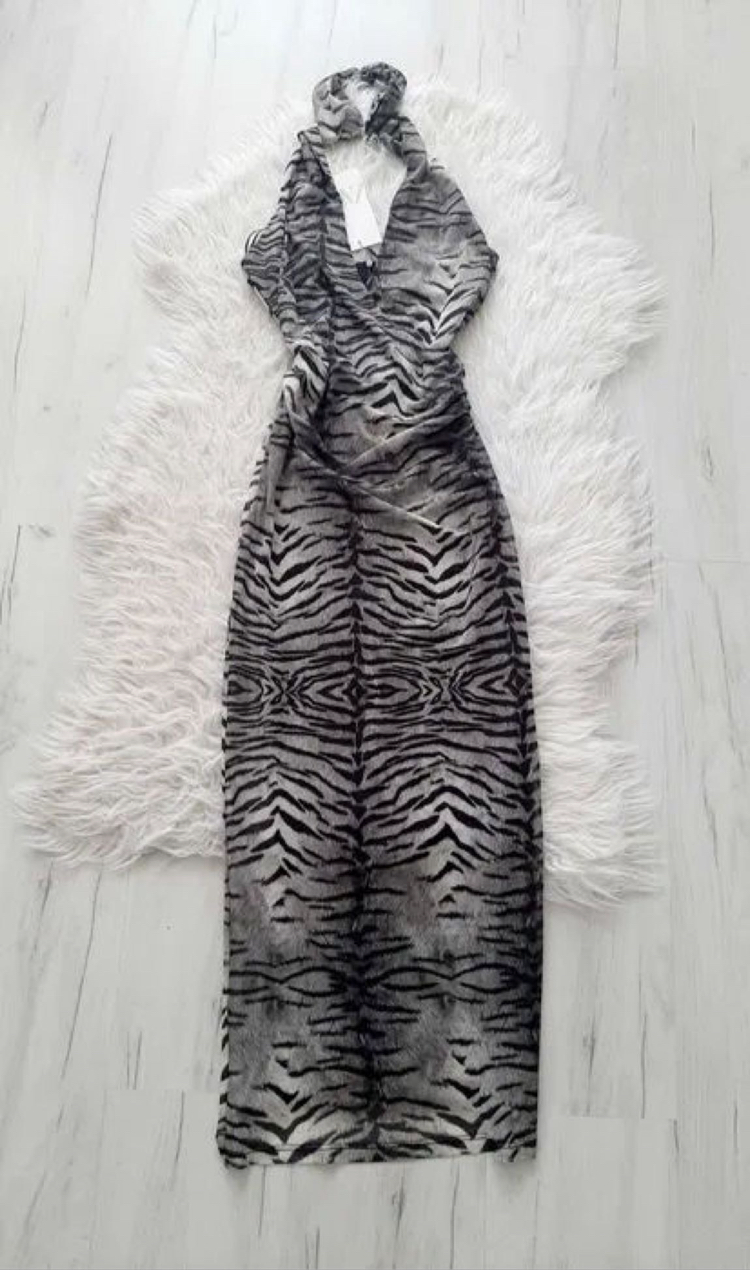 Zara zebra desenli elbise