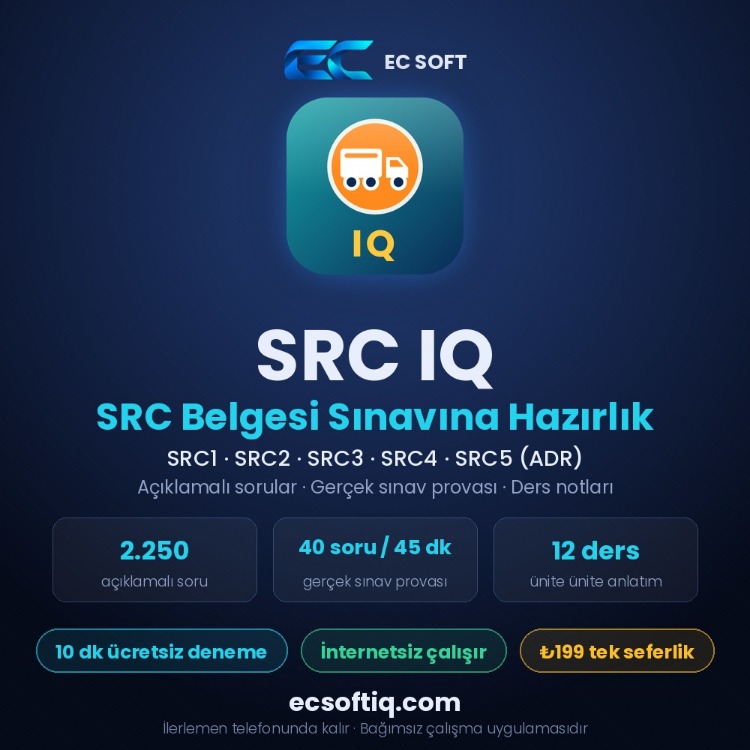 SRC IQ — SRC Belgesi Sınavına Hazırlık (SRC1-SRC2-SRC3-SRC4-SRC5/ADR) | Android