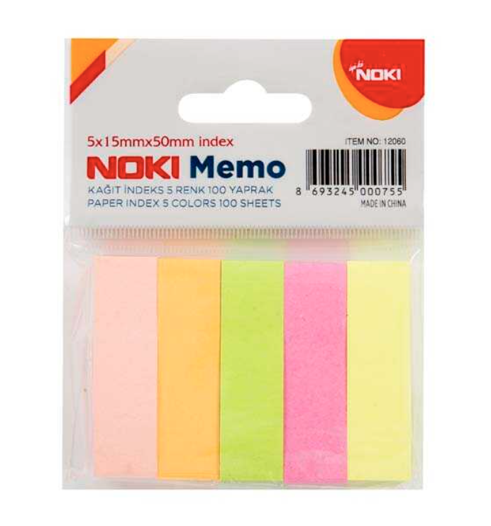 Noki Yapışkanlı Not Memo Stick Notes 15mmx50mm 100syf Renkli