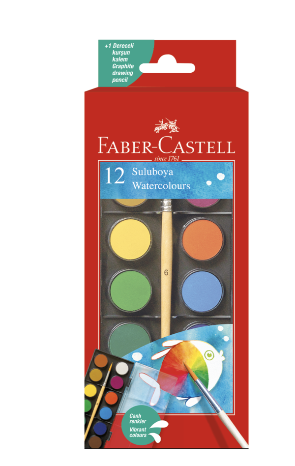 Faber-Castell 12'li Büyük Boy Sulu Boya Seti
