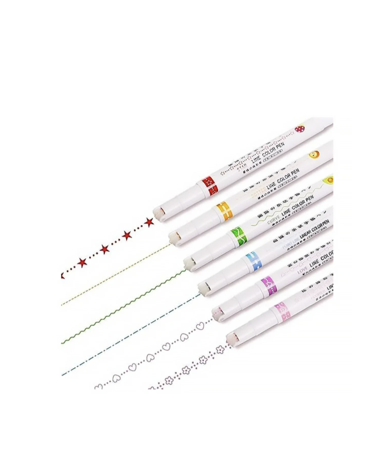 Şekilli Rulo Fosforlu Kalem Seti 6 Renk SH7008-6