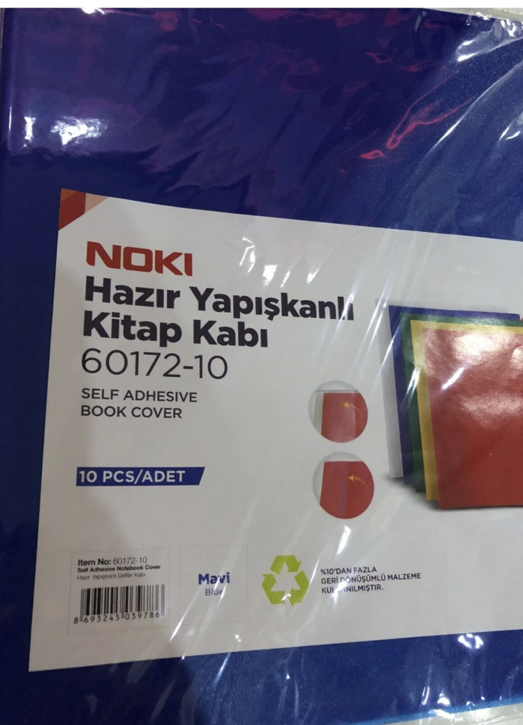 NOKİ HAZIR YAPIŞKANLI KİTAP KABI A4 10 LU MAVİ