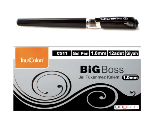 Big Boss 1.0 mm Jel Tükenmez Kalem Siyah 12 Adet