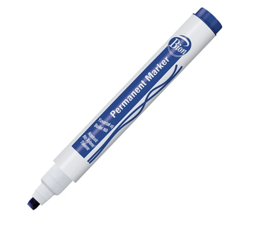 Bion Permanent Marker  Kesik Uç Mavi 12 ADET