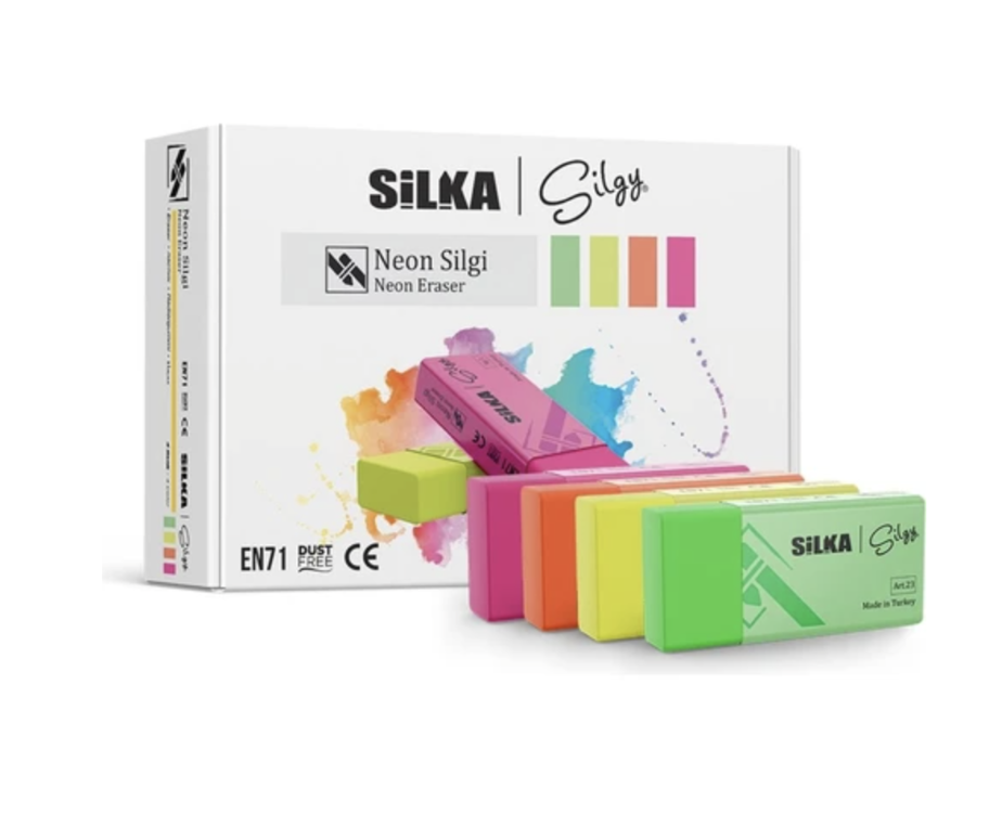 Silka Art3 Neon Orta Boy Silgi 24'lü