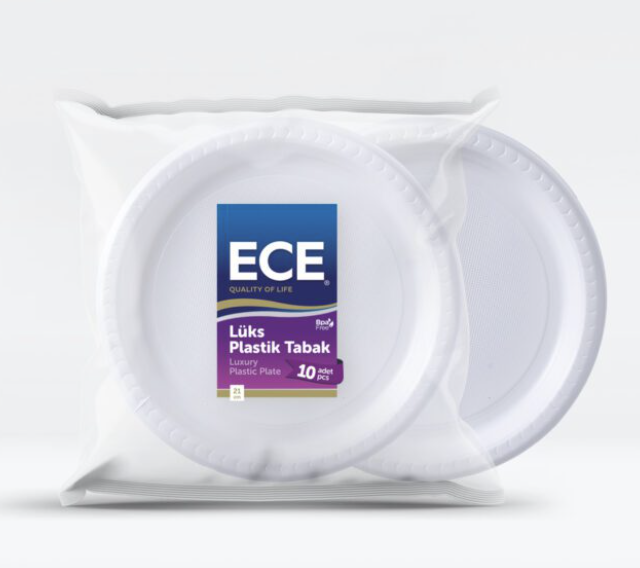 Ece Beyaz Plastik Tabak 10'lu 1 Paket
