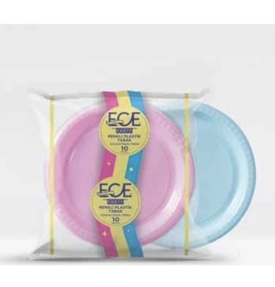 Ece Renkli Plastik Tabak 10'lu 1 Paket