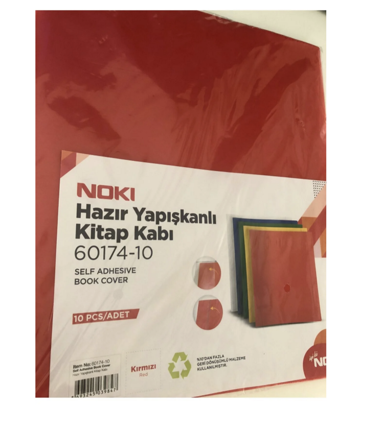 NOKİ HAZIR YAPIŞKANLI KİTAP KABI 10 LU KIRMIZI