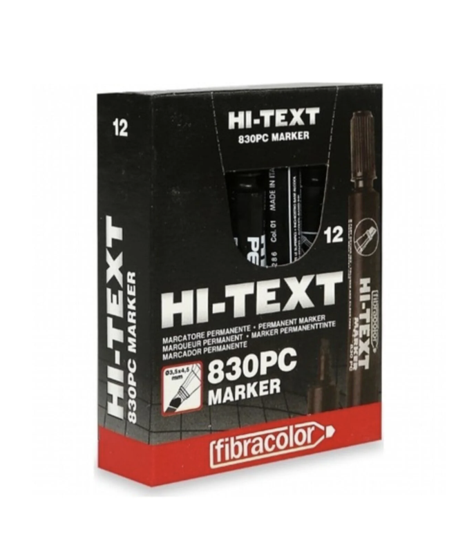 Hi-text Hı-text 830 Pcs Kesik Uç Markör Siyah 12'li Kutu