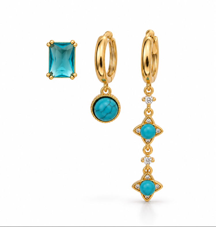 Gold set küpe 
