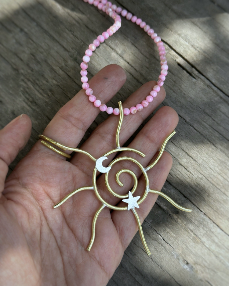 Güneş Kolye, pembe sedef