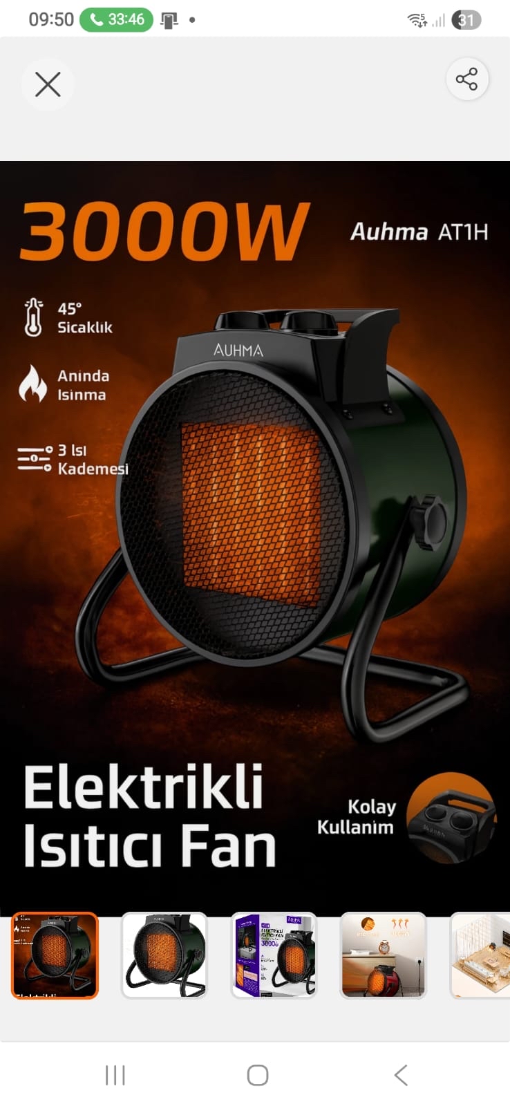 ELEKTRİKLİ FANLI ISITICI 3 kW
