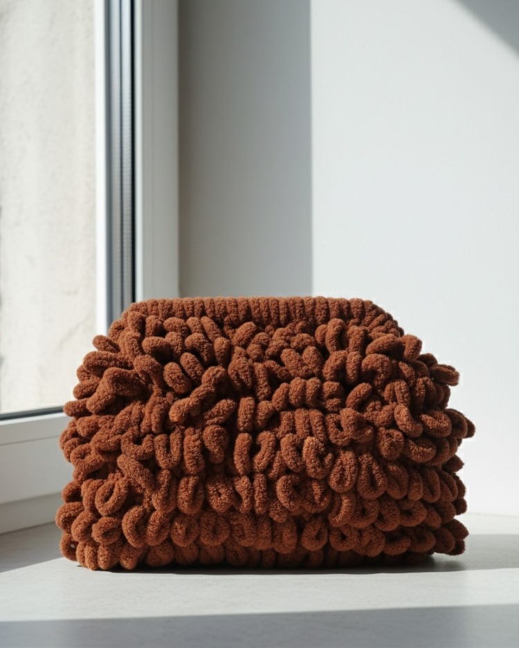 Alize Puffy El Örgüsü Bulut Çanta - Gizli Burslu Şık Clutch (Renk No: 597)