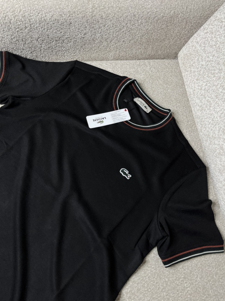 •İTHAL• Lacoste Premium Siyah Basic T-shirt 
