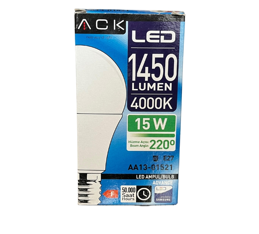 Ack Led Ampul 15 W E-27 4000k Ilıkbeyaz Işık - Aa13-01521
