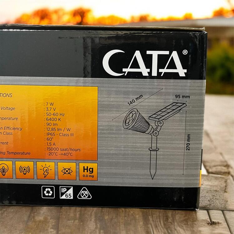 CATA CT-7310 Solar Bahçe Armatürü – 6400K Beyaz Işık
