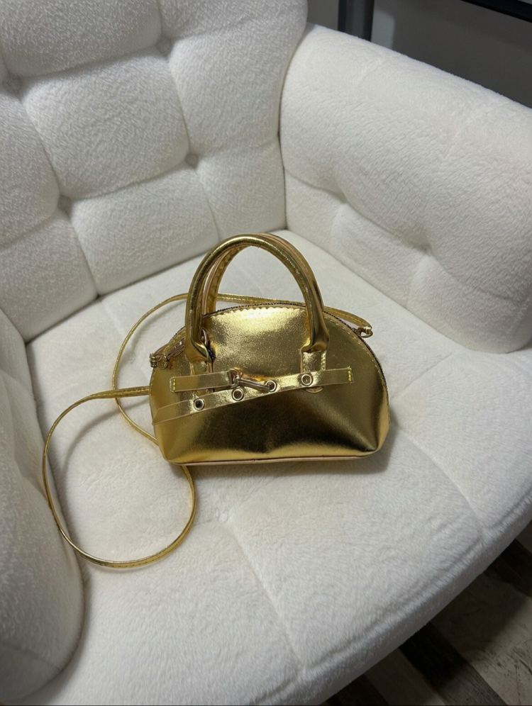 LÜKS GOLD OVAL MİNİ EL ÇANTASI 