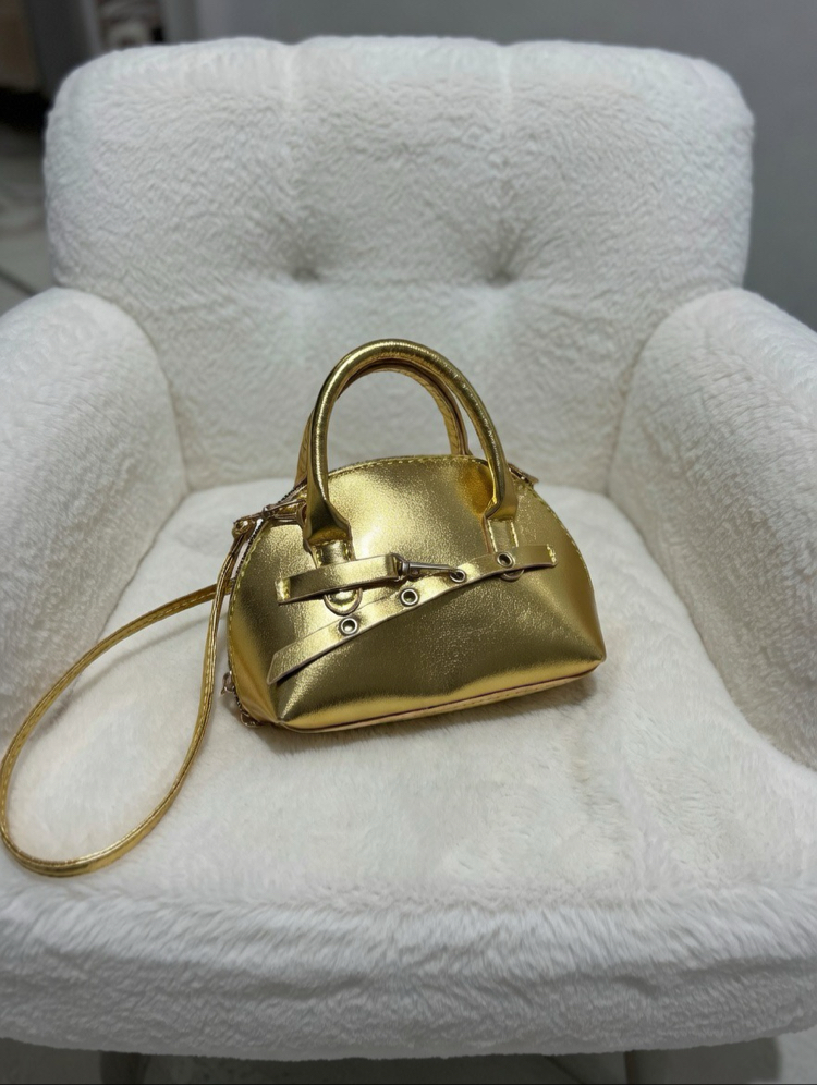 LÜKS GOLD OVAL MİNİ EL ÇANTASI 