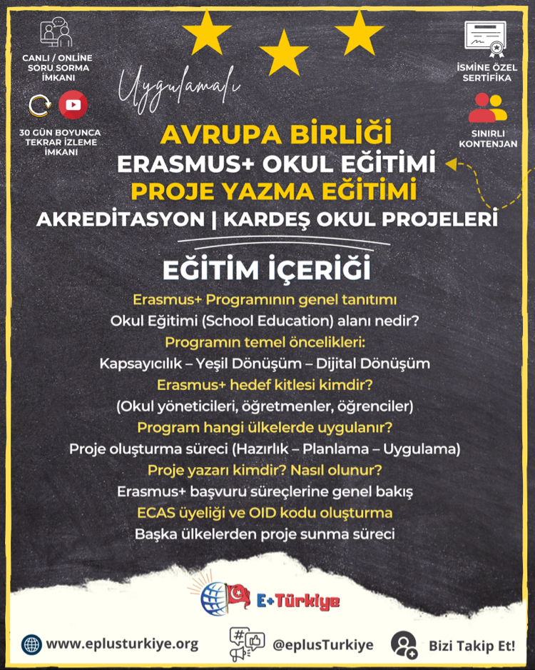 8-9 Ağustos | Erasmus+Okul Eğitimi Proje Hazırlama Eğitimi | Akreditasyon-Kardeş Okul Projeleri