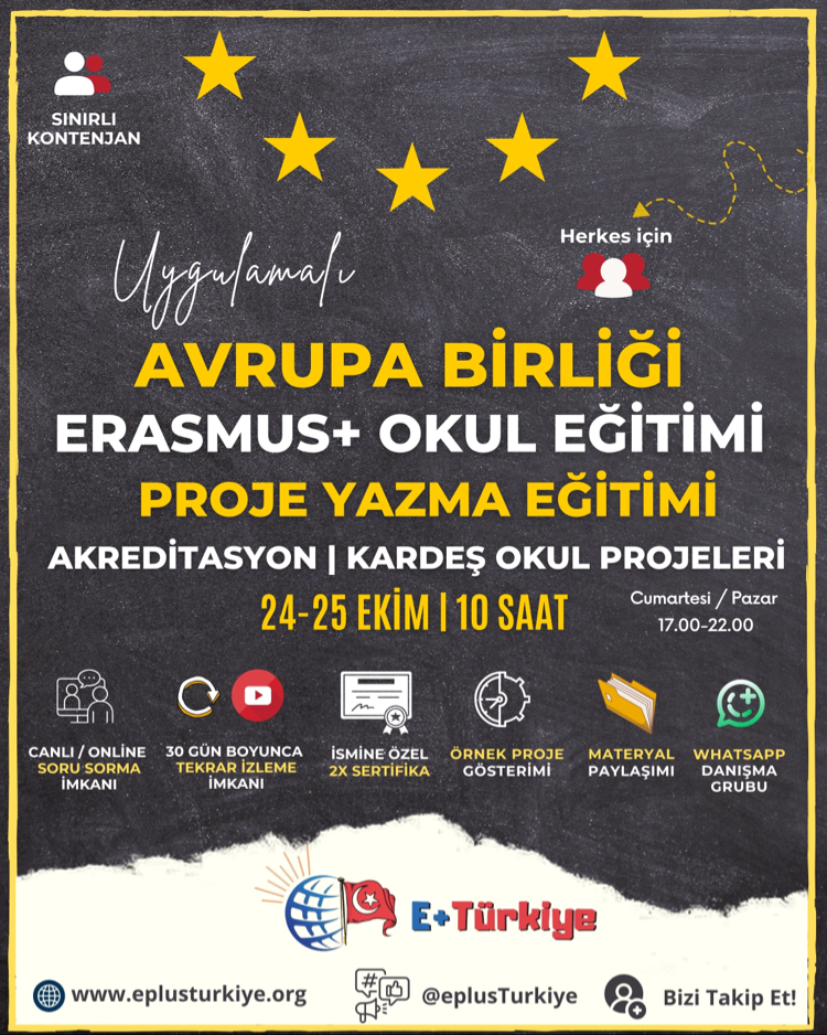 24-25 Ekim Okul Eğitimi Proje Yazma Eğitimi - Akreditasyon / Kardeş okul projeleri