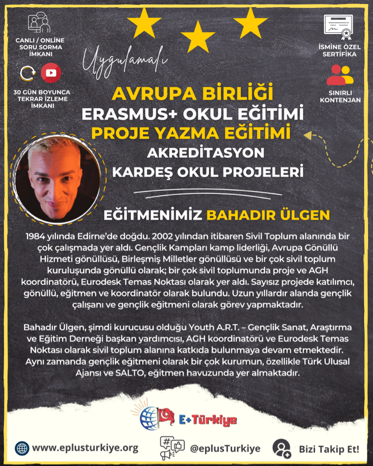 8-9 Ağustos | Erasmus+Okul Eğitimi Proje Hazırlama Eğitimi | Akreditasyon-Kardeş Okul Projeleri