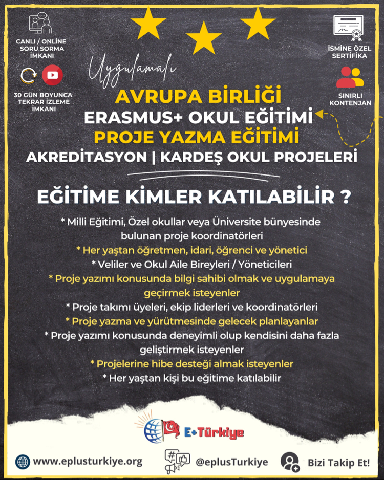 12-13 Eylül | Erasmus+Okul Eğitimi Proje Hazırlama Eğitimi | Akreditasyon-Kardeş Okul Projeleri