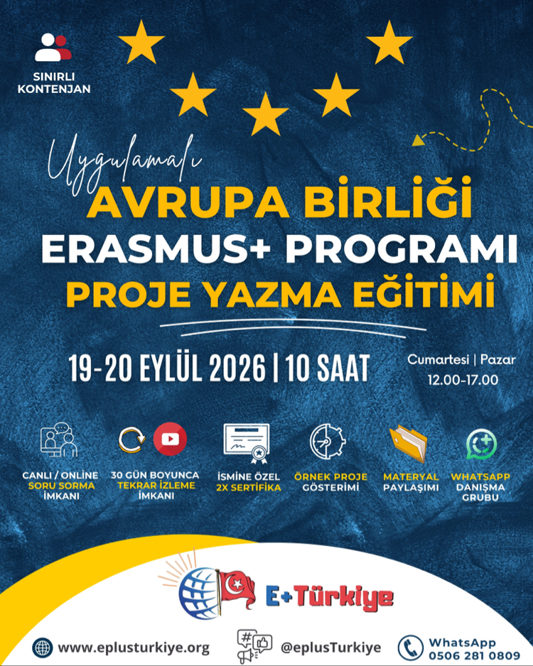 19-20 Eylül | Erasmus+ Proje Yazma Eğitimi (Genel) – Online | Uygulamalı