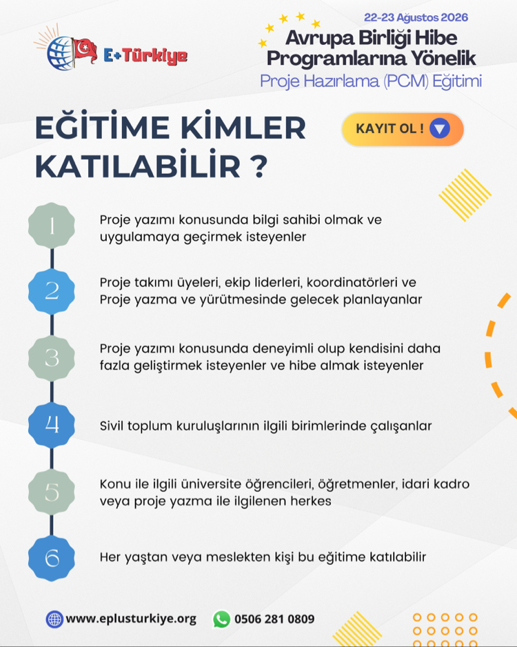 22-23 Ağustos | Avrupa Birliği Hibe Programlarına Yönelik – Proje Hazırlama (PCM) Eğitimi
