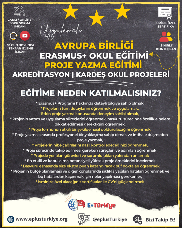 8-9 Ağustos | Erasmus+Okul Eğitimi Proje Hazırlama Eğitimi | Akreditasyon-Kardeş Okul Projeleri