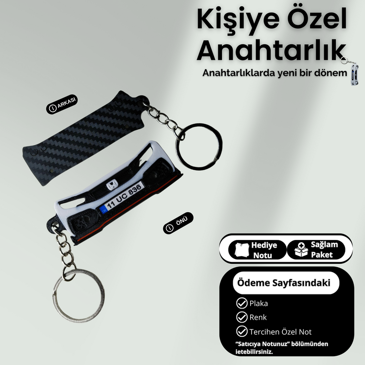 Kişiye Özel Plaka Anahtarlık / Araba Hediyesi / Honda FC5 Anahtarlık
