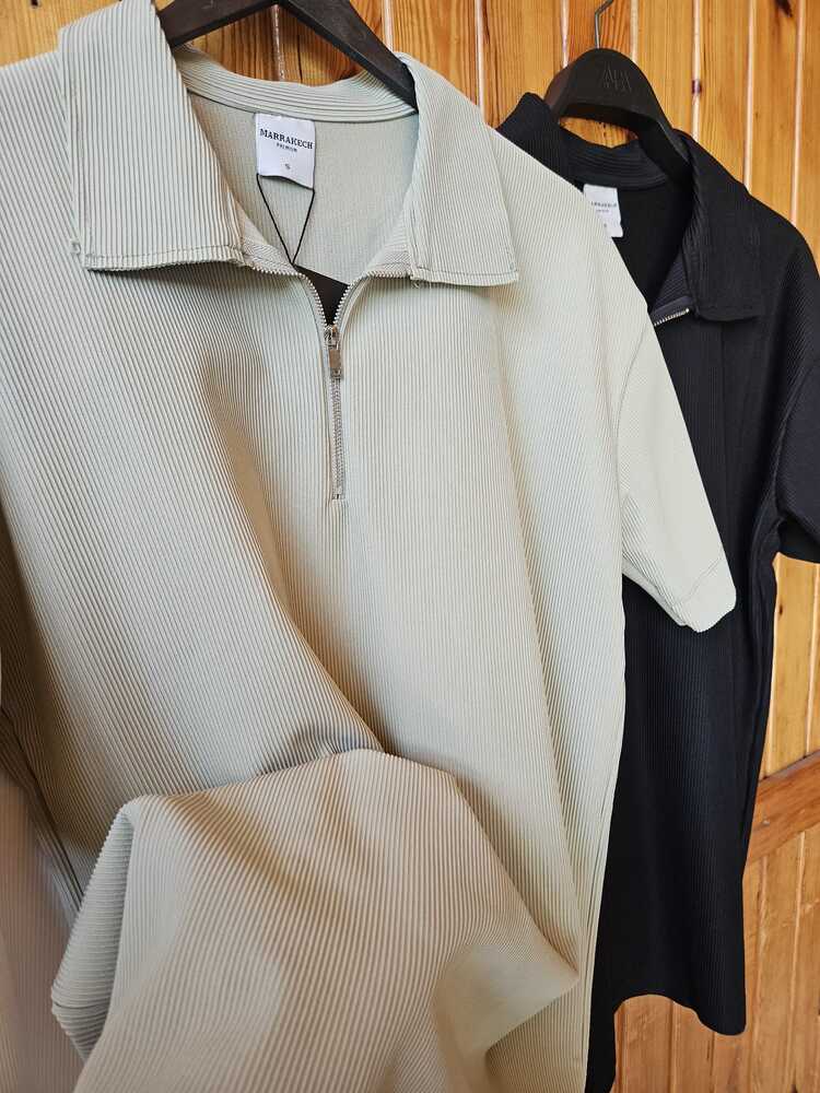 Marrakech Fermuar Detay Tshirt Yeşil