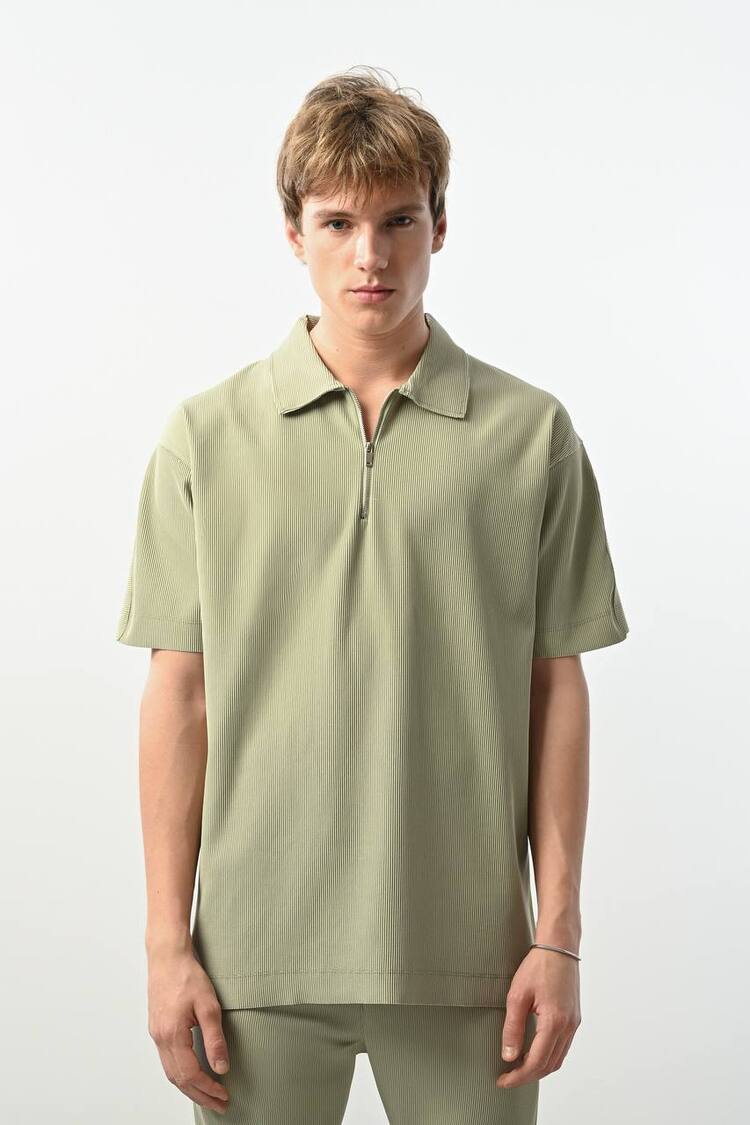 Marrakech Fermuar Detay Tshirt Yeşil