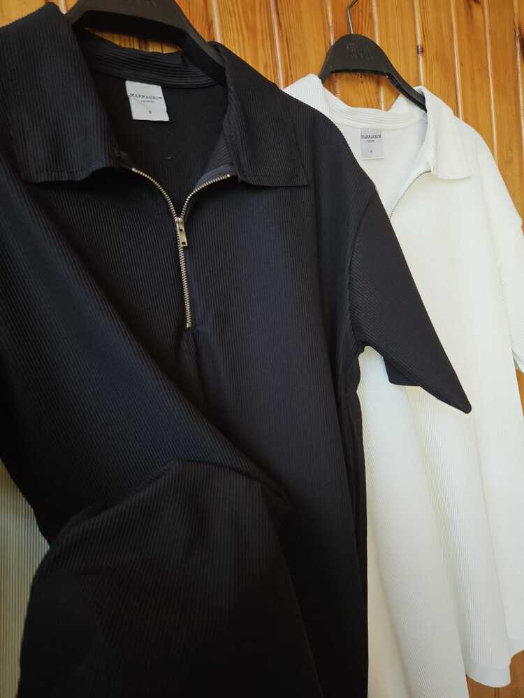 Marrakech Fermuar Detay Tshirt Siyah