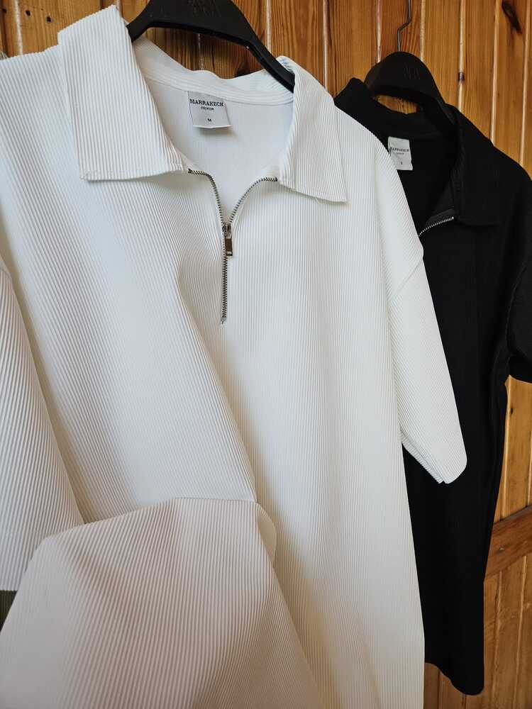 Marrakech Fermuar Detay Tshirt Beyaz