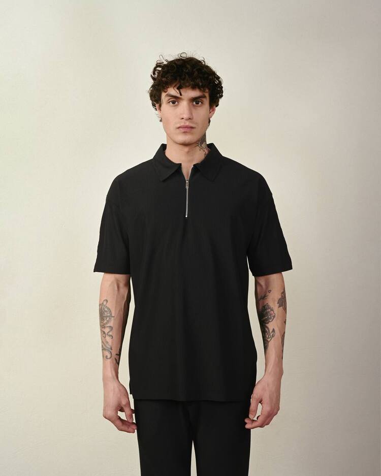 Marrakech Fermuar Detay Tshirt Siyah