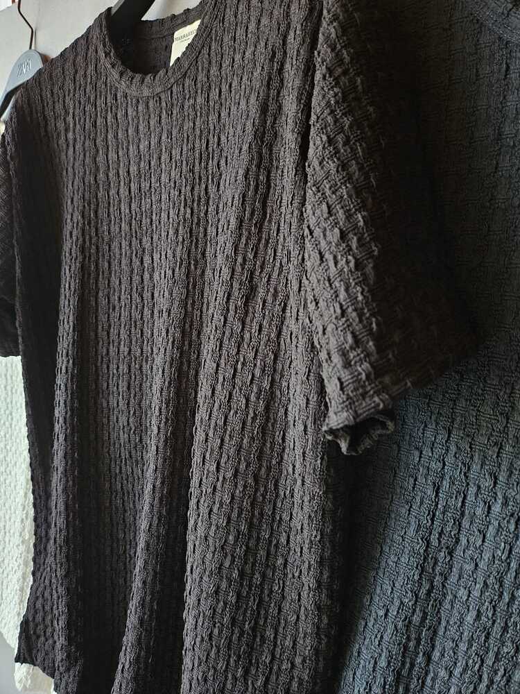 Marrakech Bisiklet Yaka Desenli Tshirt Siyah