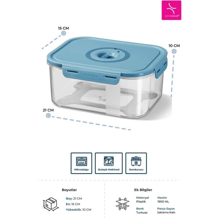 M-SK04-16-02 Seoul Taze Ürün Saklama Kabı 1900 ML - 21 x 15 x 10 CM
