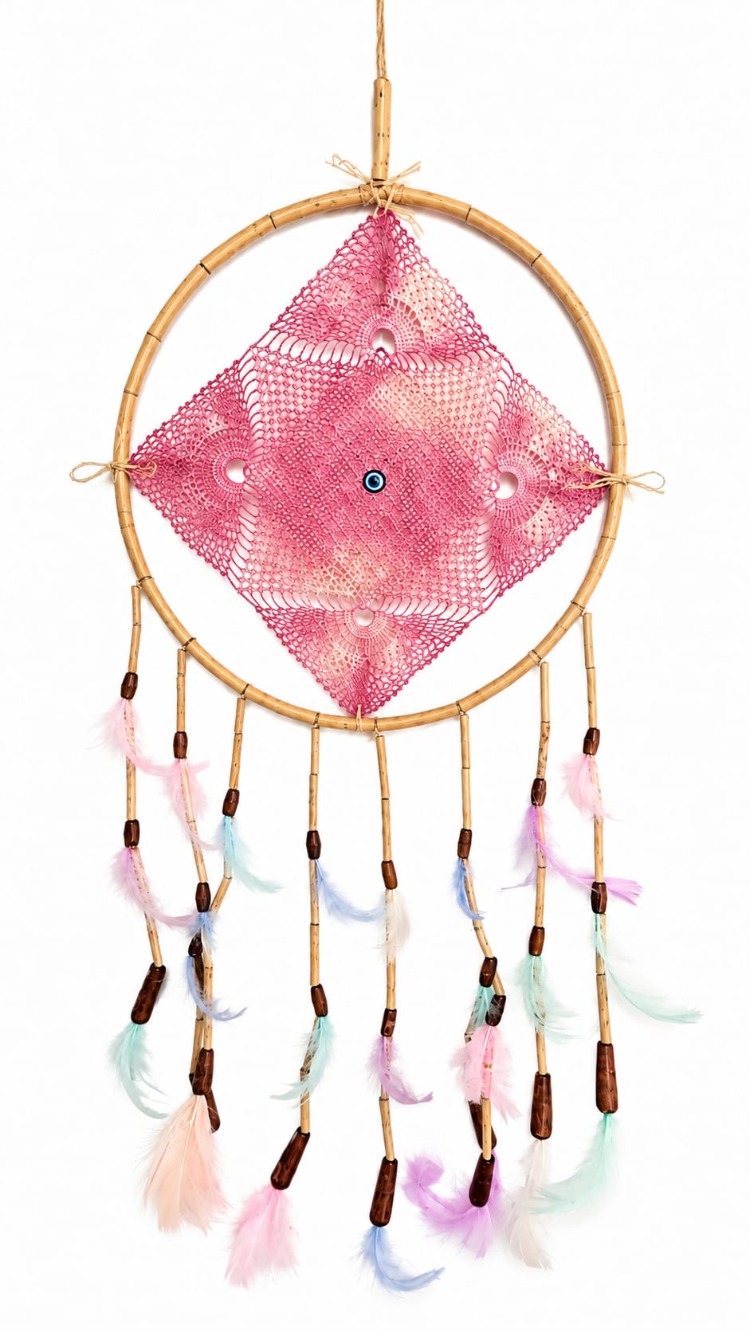 DREAMKAREPEM ÇAP 25 CM dream catcher kare pembe 1 adet