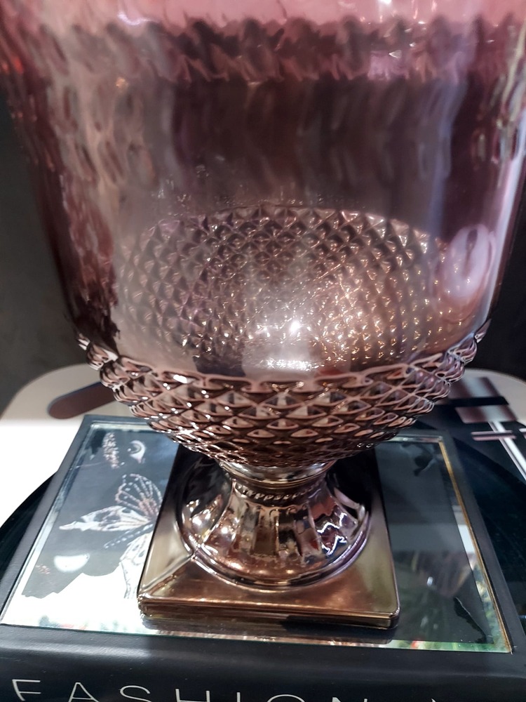 P147.865872 Cam Kupa Vazo Desenli Rose Ayaklı Çiçeklik Nostalji Yar Aşk Zalim 1 Adet
