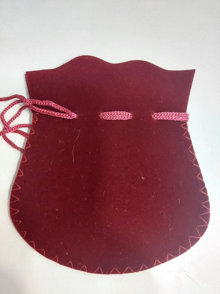 A8816 Bordo Kadife Kese Boy 12x10cm Hıdırellez Takı Altın İçin İpli 1 Adet