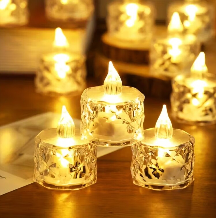MY454611 Kristal Dekorlu 1 Adet Alevsiz LED Çay Işık Noel, Partiler, Düğünler ve Romantik