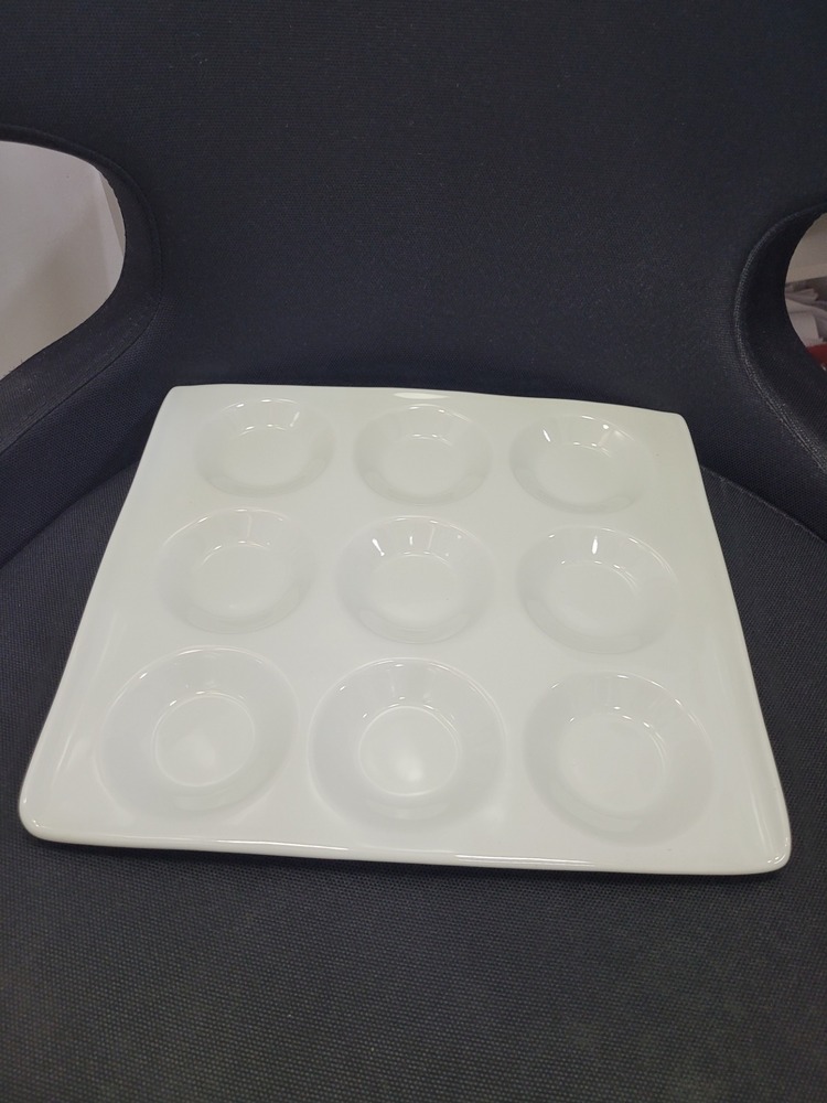 AJCKHGP-9744 27x29cm Beyaz Porselen Kahvaltılık Sunumluk İskele Meze Tabak 1 Adet