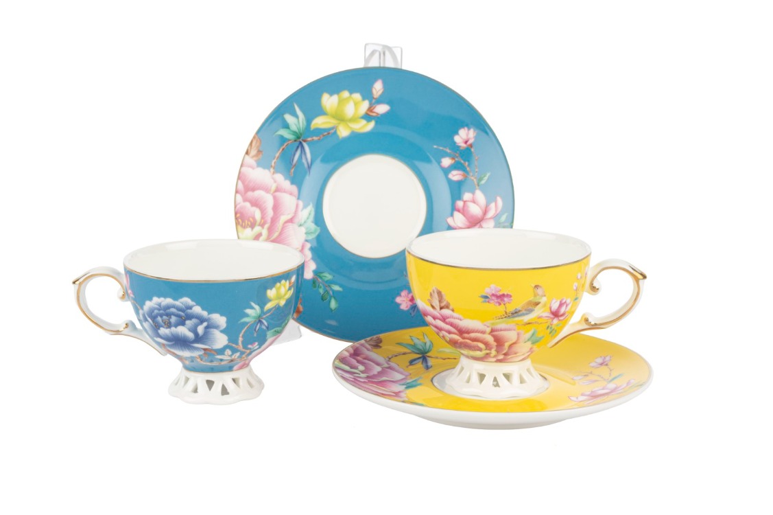 P405.141384 Vivida 2li Sarı Mavi Kahve Takımı 90ml Butik Mutfak