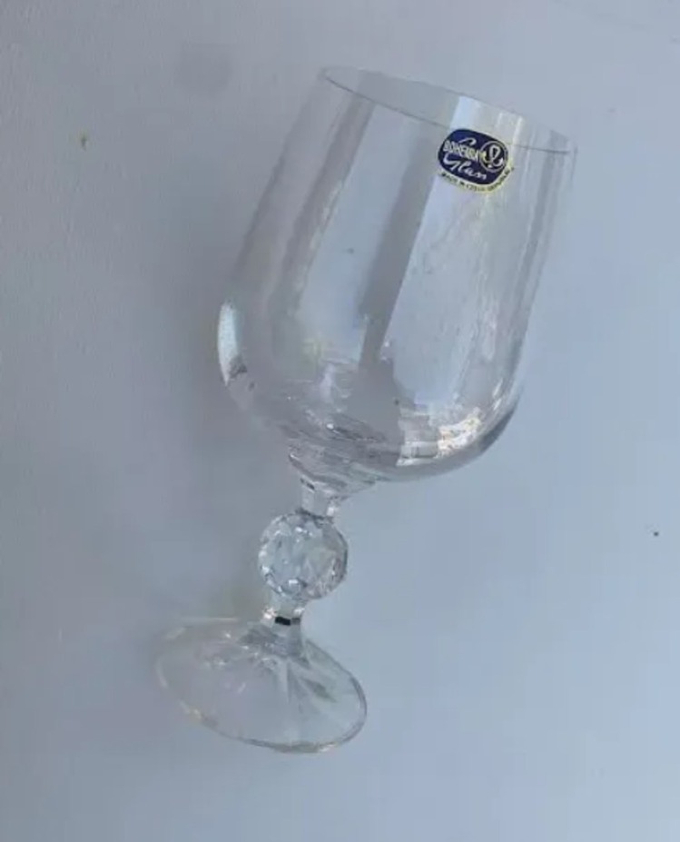 3099 12cm 2'li Bohemia Kristal Şeffaf Kadeh Bardak Kahve Yanı Capodimonteli