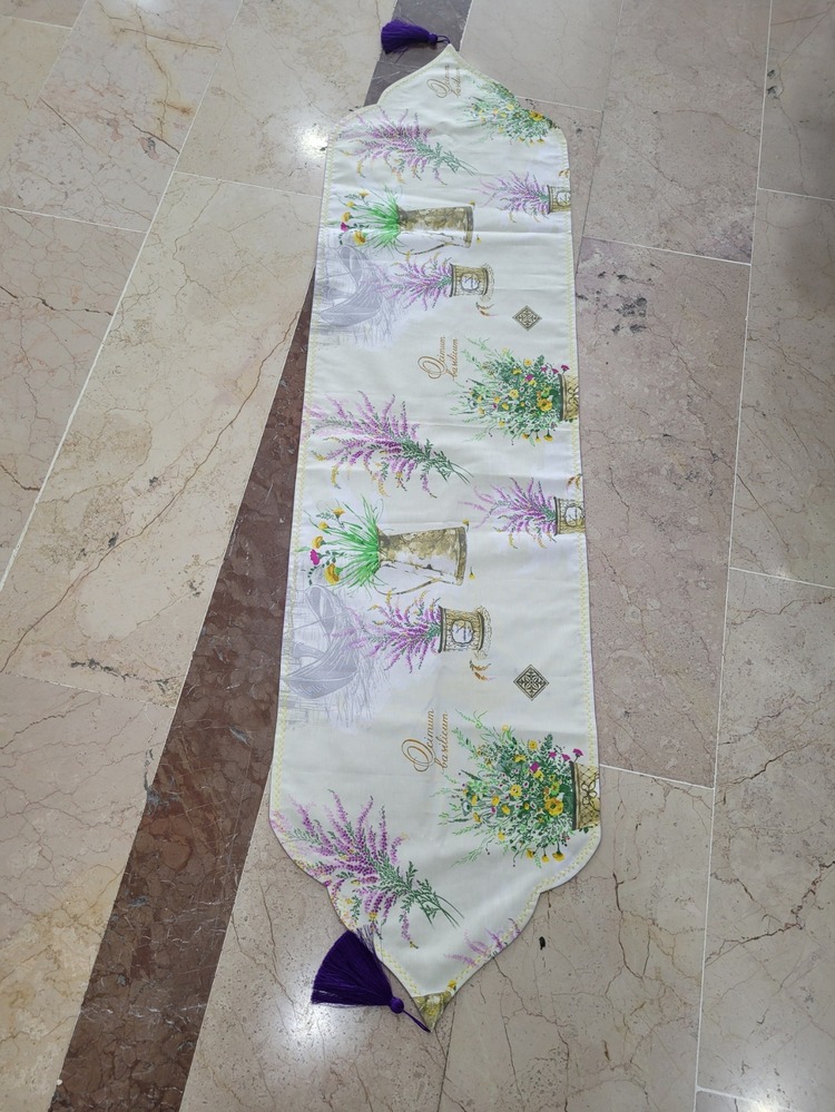 A66792 Es Dekor Runner Püsküllü Çift Taraflı Kullanım 140x45cm Ev Dekorasyon 1 Adet