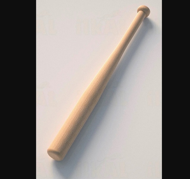 A2524 52cm Açık Kahverengi Beyzbol Sopa Ahşap Dik Durabilen Dekor Top Başlı 1 Adet